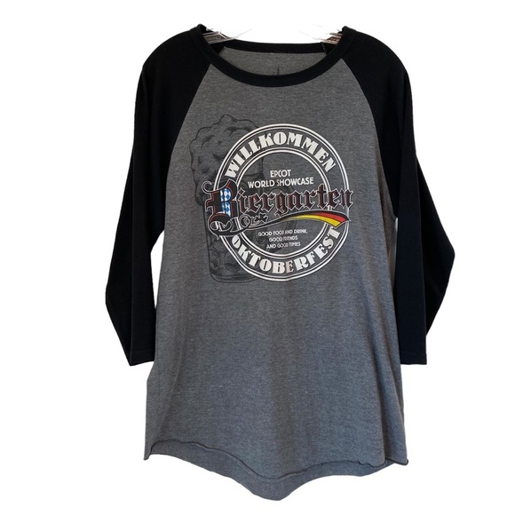 Disney Parks Oktoberfest Shirt Unisex Large EPCOT Germany Biergarten 3/4 Sleeve - Picture 1 of 9